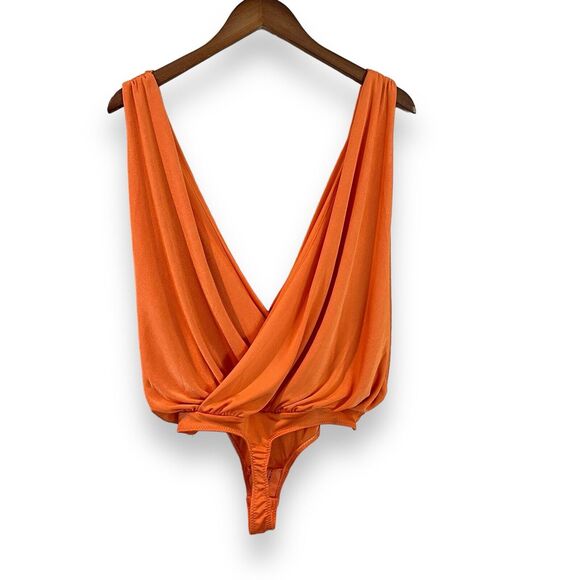 NWT Free People Intimately Night Owl Bodysuit Size S Super Tropical Orange $68 - Picture 11 of 12